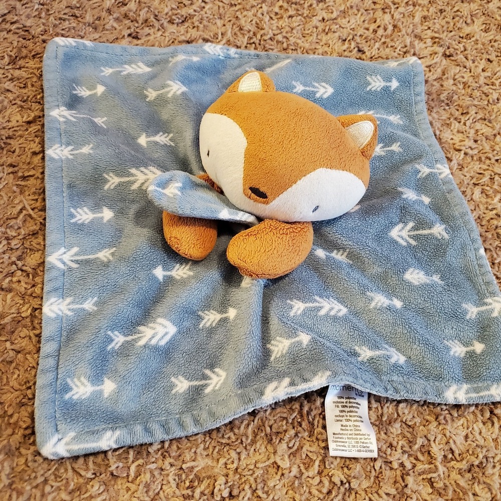Gerber‎ Modern Moments Blue Plush Brown Fox & Arrows Lovey Security Blanket 12"